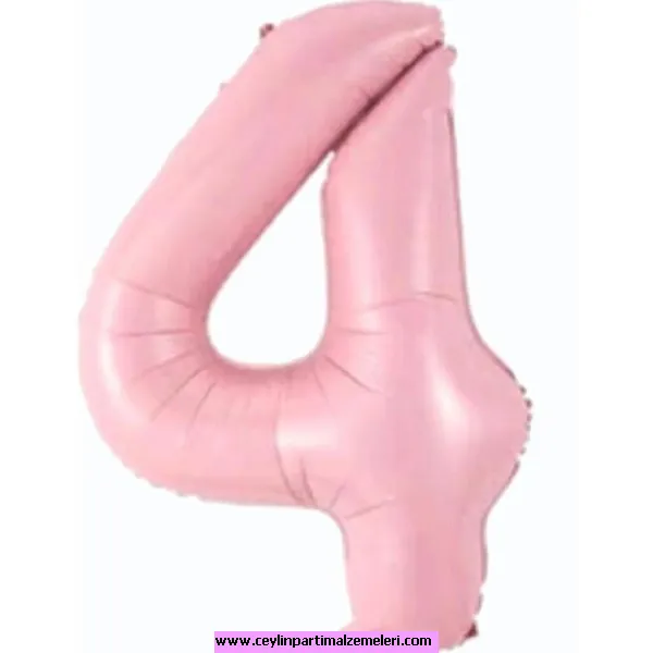 4 Rakam Pembe Folyo Balon